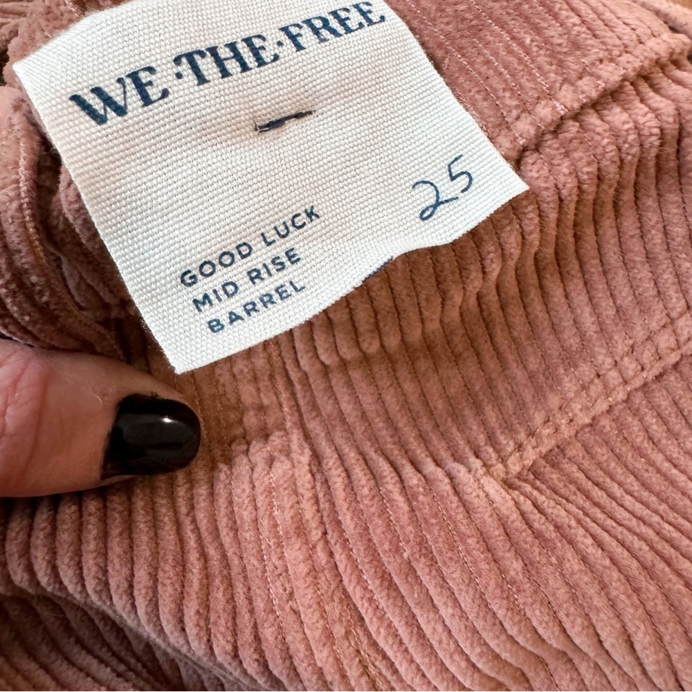 We The Free Good Luck Mid-Rise Cord Barrel Jeans in Emperador SZ 25 NWT - Picture 12 of 13